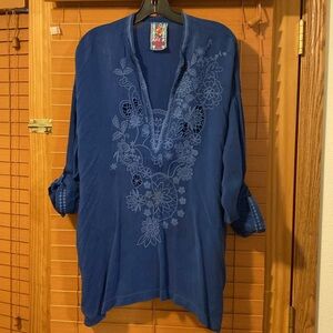 Johnny Was Embroidered Blue Tunic